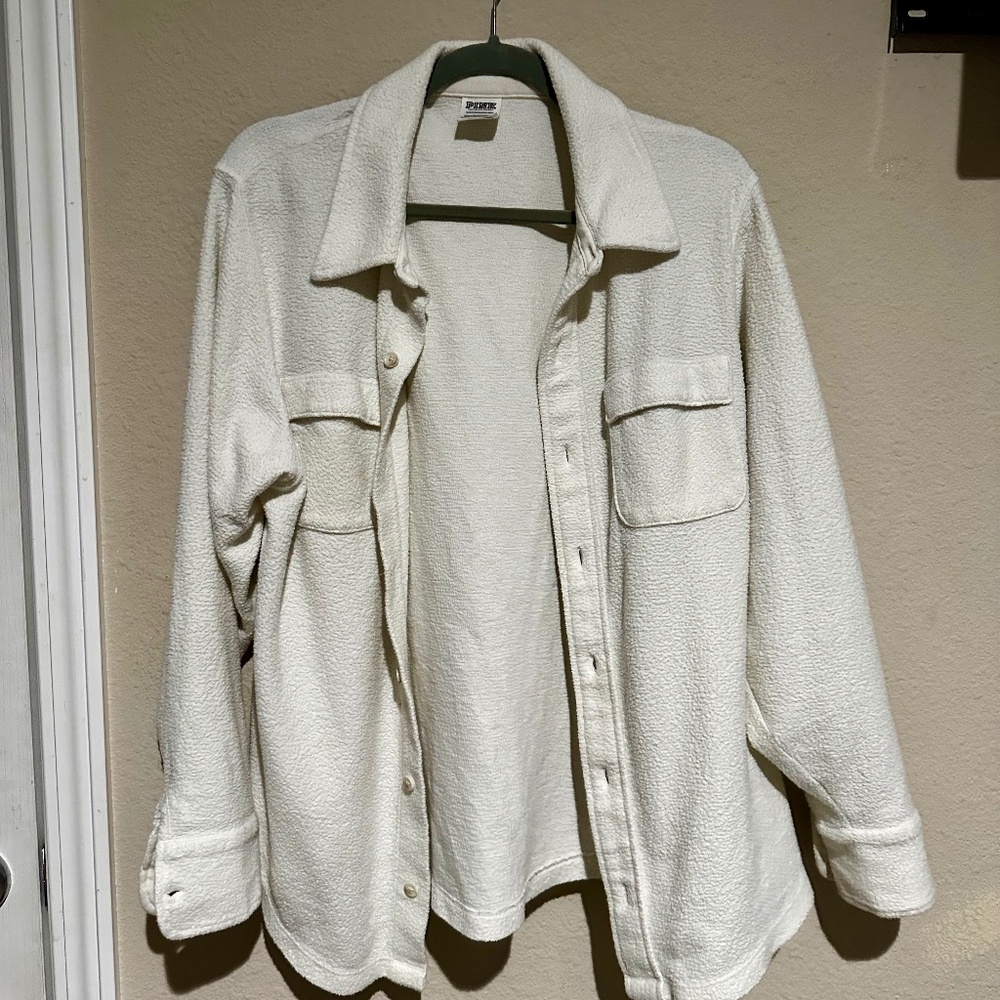 PINK cream fleece button-up